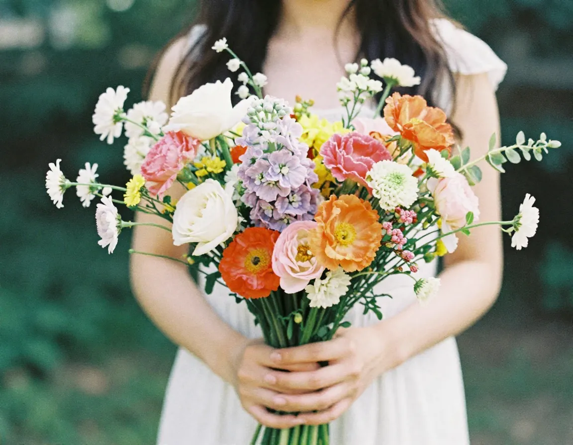 Summer bouquet with vibrant seasonal blooms