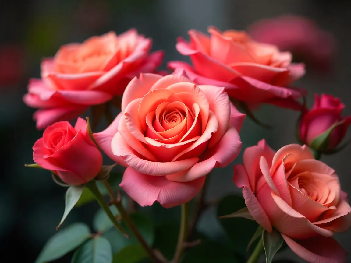 Beautiful roses in various colors
